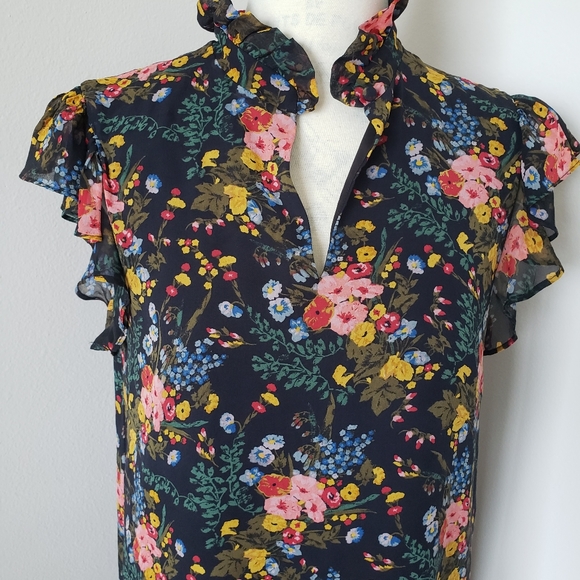 💐 Madewell silk dress. floral black ruffles size 2 💐 - Picture 4 of 9